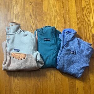 Patagonia Women's Sweatshirts - Cream, Teal, and Blue